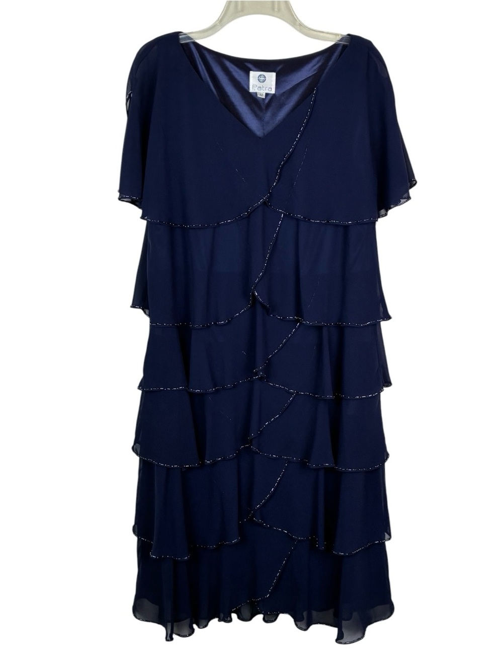 Patra Beaded Edge Layered Chiffon Dress